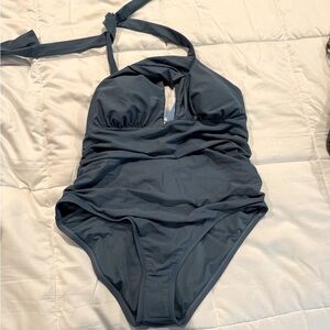 CUPSHE Chic Slate Blue Halter, sz 1X